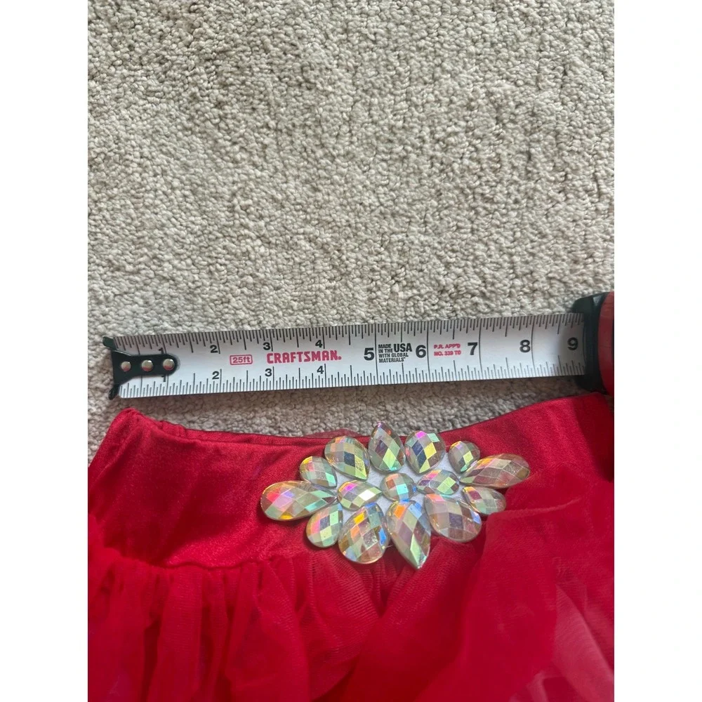 Sparkly Red Weissman Dance Costume‎ + Feather & Tulle Skirts + Bow Hair Piece 💃